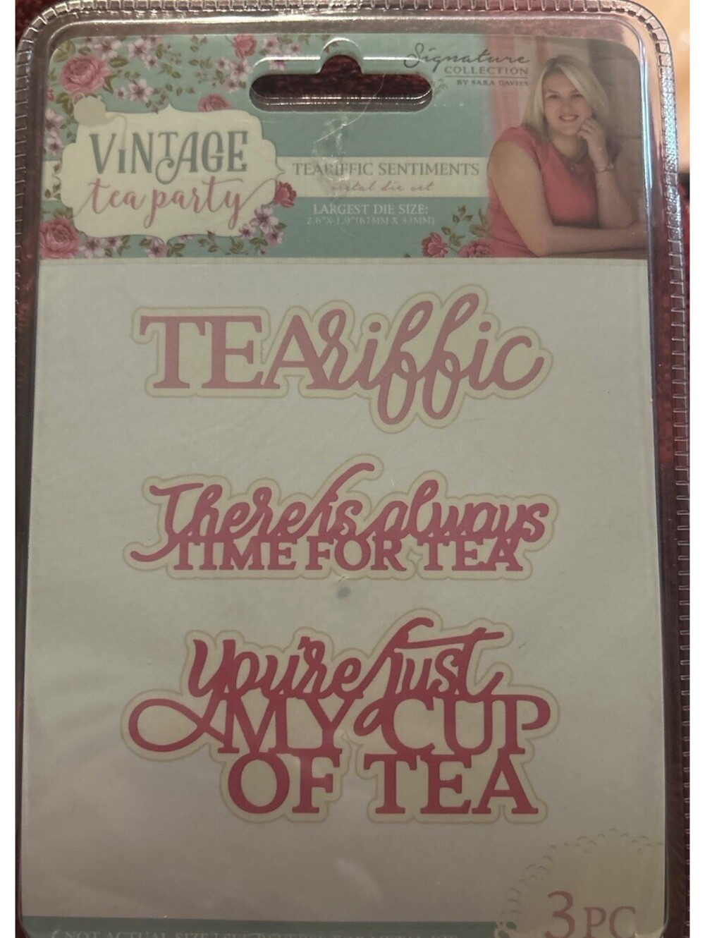 Crafter’s Companion Vintage Tea Party Tealific Sentiments Die Set 3 Pc New